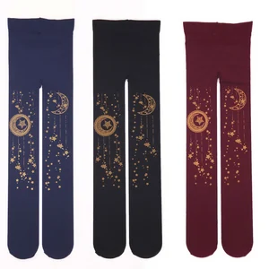 Колготки Kawaii для девочек, милые колготки 100D в стиле Лолиты с золотой звездой и Луной