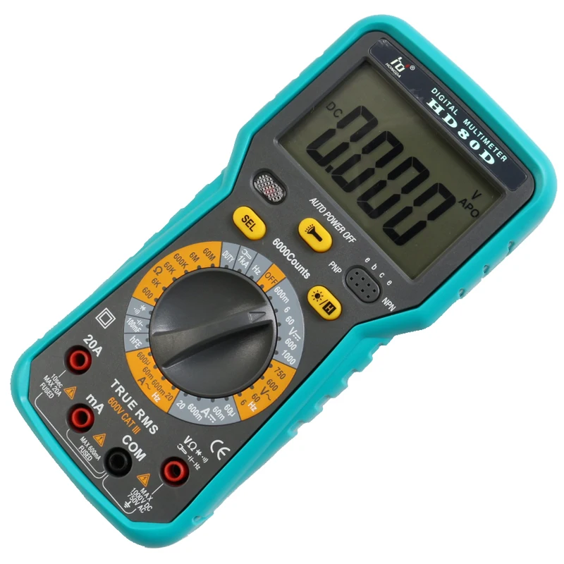 HD80D 6000 Counts Digital Multimeter ACV/DCV Electric Handheld Tester |
