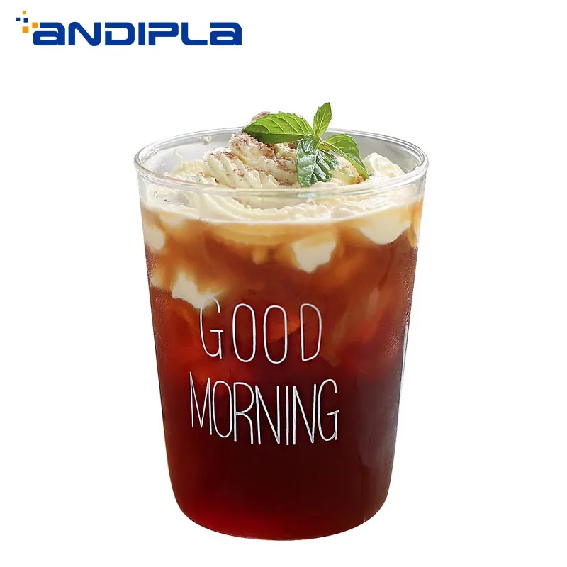 Бытовая чашка для завтрака Good Morning 400 мл стеклянная кофе кружка фруктов муссов