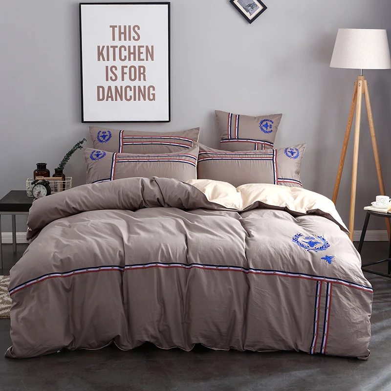 

Whole cotton Bedsheet set Quilt/Duvet cover Bed set Pillowcase Oriental Embroidery Luxury Bedding set Queen King size 4Pieces