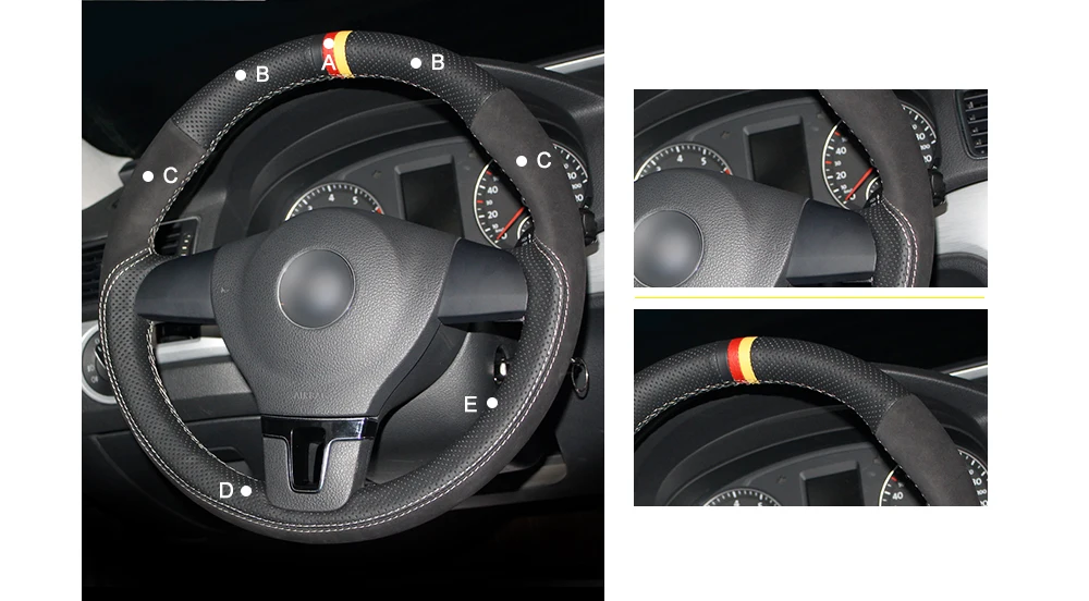 MEWANT черный кожаный черный замшевый чехол на руль для Volkswagen VW Gol Tiguan Passat B7 Passat CC Touran Jetta Mk6