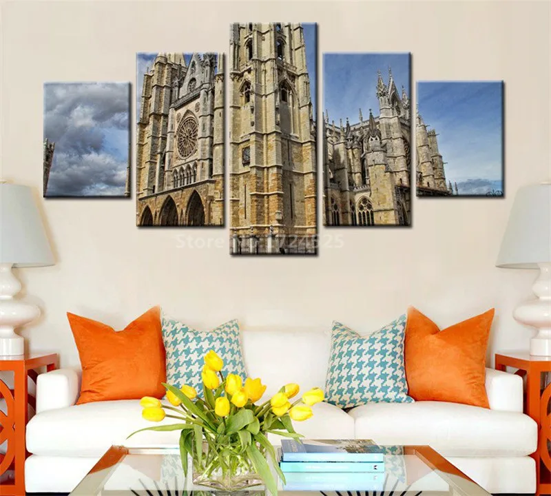 

Современные абстрактные принты в виде замка в стиле ретро Картина на холсте 5 шт. настенное искусство домашний декор для гостиной без рамы