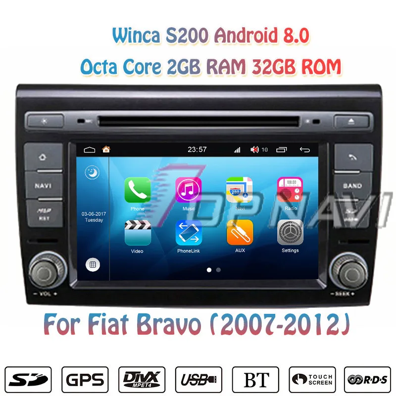 Topnavi 7 &quotS200 Восьмиядерный Android 8 0 Автомобильный мультимедийный плеер радио для Fiat