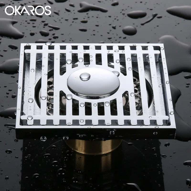 OKAROS 10*10 см квадратный Слив для душа латунная хромированная отделка анти-запах