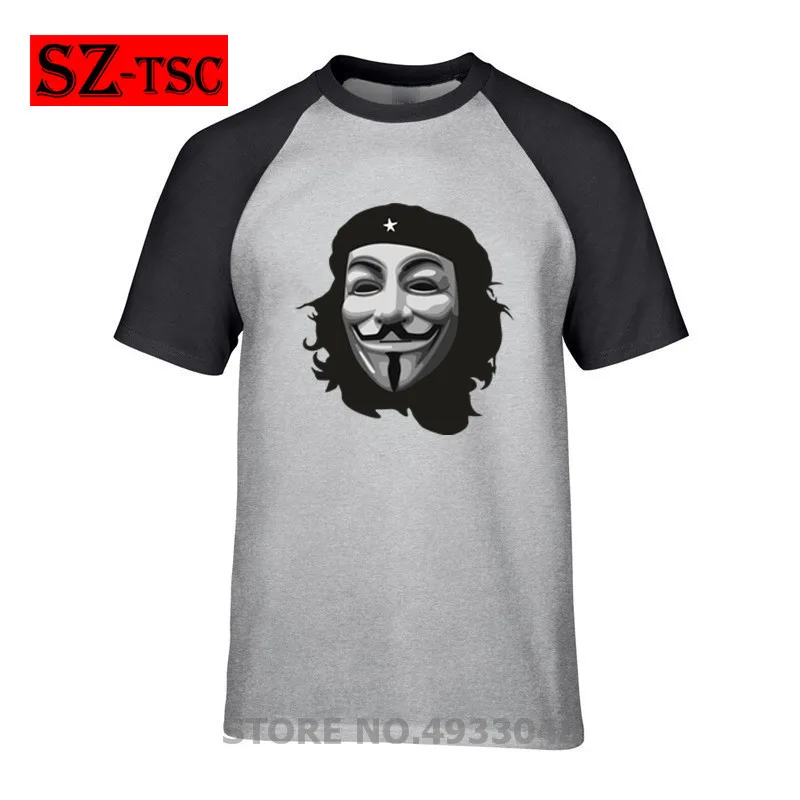 Мужская футболка с героями мультфильмов Che guevara Anonymous Vendetta mask летняя 2019|Мужские