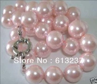 beautiful 12mm pink shell simulated pearl round beads high grade chokers necklaces rope free shipping jewelry 18inch my4611