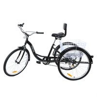 ridgeyard 26 inch tricycle 3 wheels bike bicycle 7s gears with shopping baskets cart 26 trike cruiser backrest support trishaw
