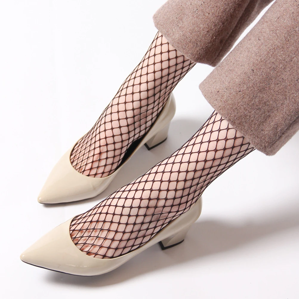 Women Ladies Girls High Heels Sox Fashion Harajuku Solid Black Breathable Fishnet Socks Cool Female Sexy Nets | Женская одежда