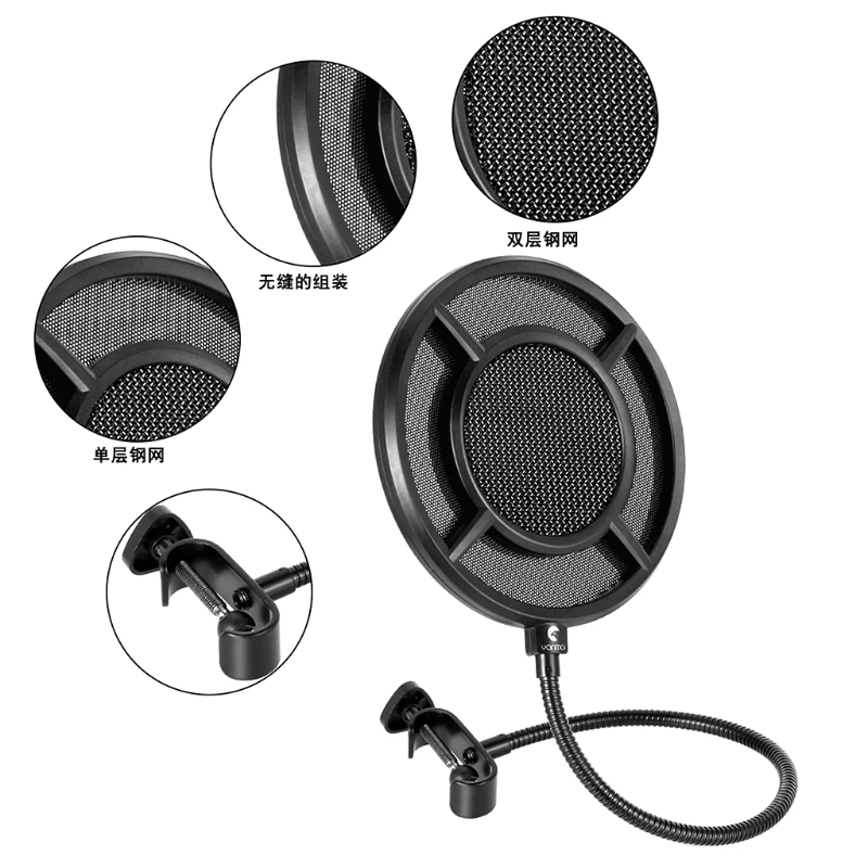 Новый двухслойный Металлический гриль микрофон поп фильтр Анти спрей чистая