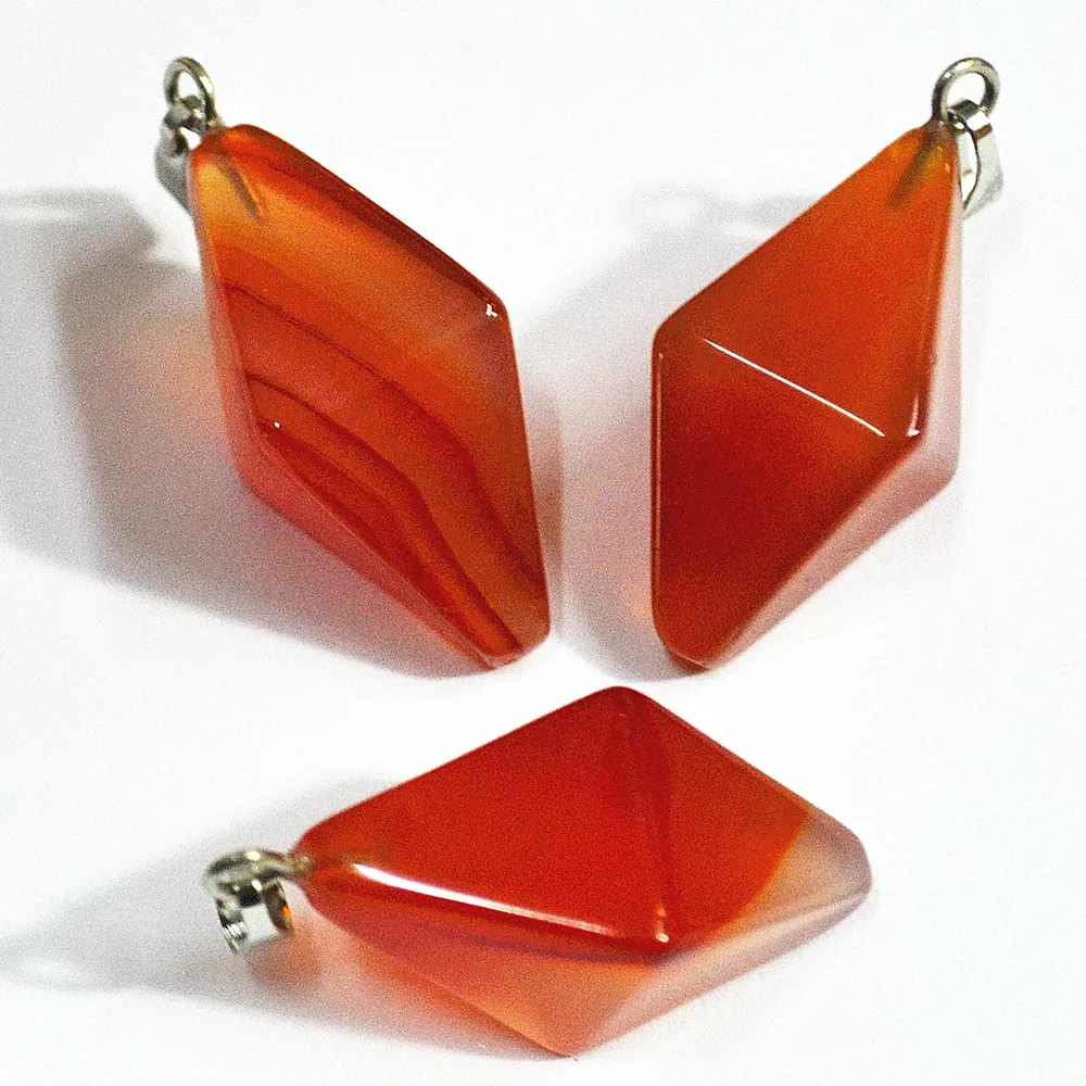 Высокое качество Натуральный камень двойная Пирамида Подвески красный оникс