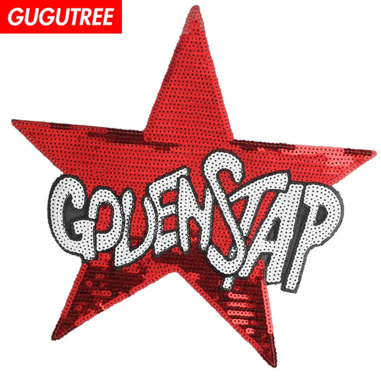 Большие искусственные вышитые нашивки GUGUTREE женские со звездами для