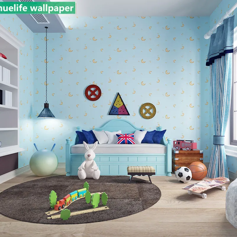 

Moonlight starry sky pattern non-woven wallpaper kids room living room bedroom kindergarten TV sofa wall decoration wallpaper
