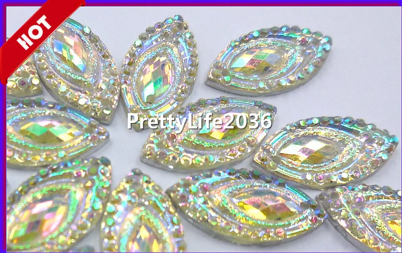 Смола Pretty Marquise Navette 9x18 мм прозрачные AB 200 шт. свободные бусины стразы пришить камни