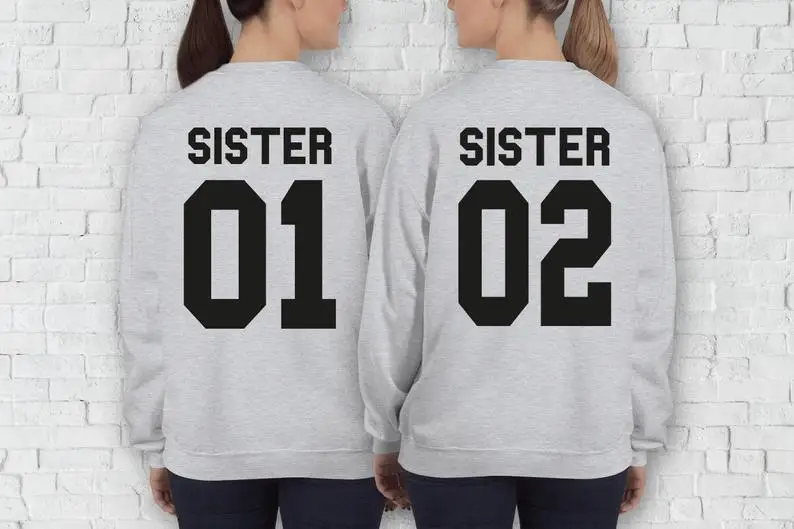 Свитшот Sugarbaby Sister 01 02 для лучшего друга лучший друг подарок модный джемпер с
