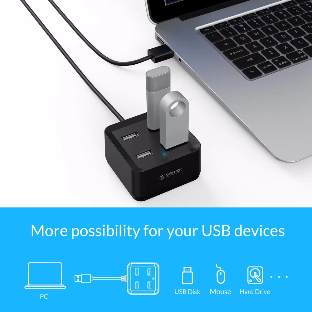 Высокоскоростной Концентратор ORICO USB 2 0 с 4 портами мини концентратор защитой от