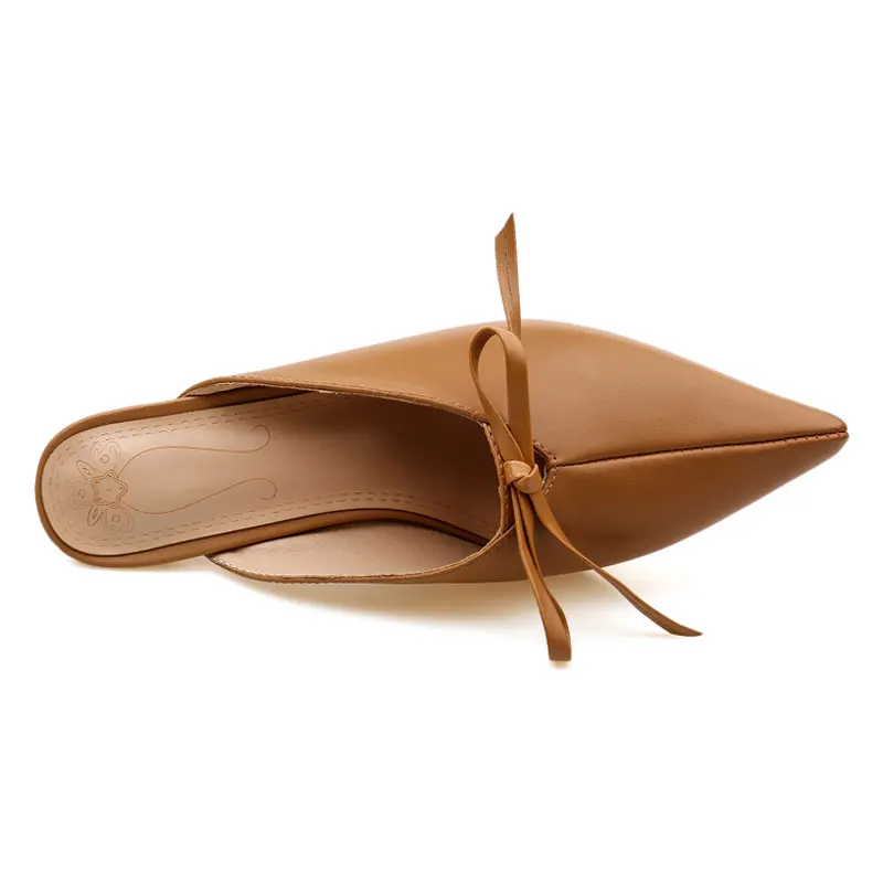 Daitifen Leather Fashion Slippers Women Elegant Stiletto Pointed Toe Mules Sandals Summer Shoes Women's Slide | Обувь