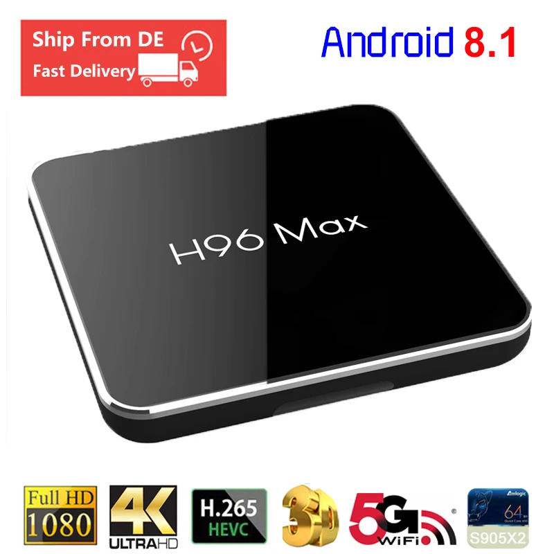 Оригинальный Смарт ТВ BOX Amlogic S905X2 чип Android 8 1 4G/32G sd карты до 64 Гб USB 3 0 H.265 H96 MAX X2