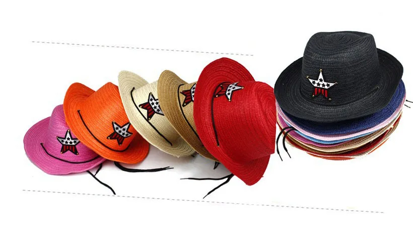 Модные ковбойские шляпы для детей Соломенные от солнца новые летние кепки со