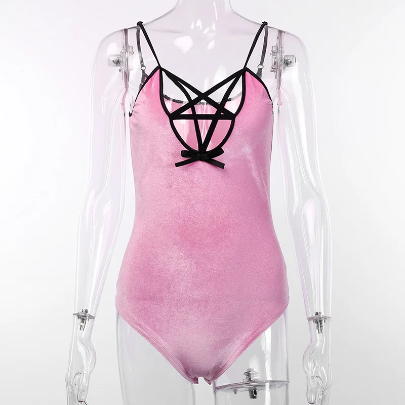 Новый летний сексуальный клуб панк розовый сладкий пляж Готический женские боди