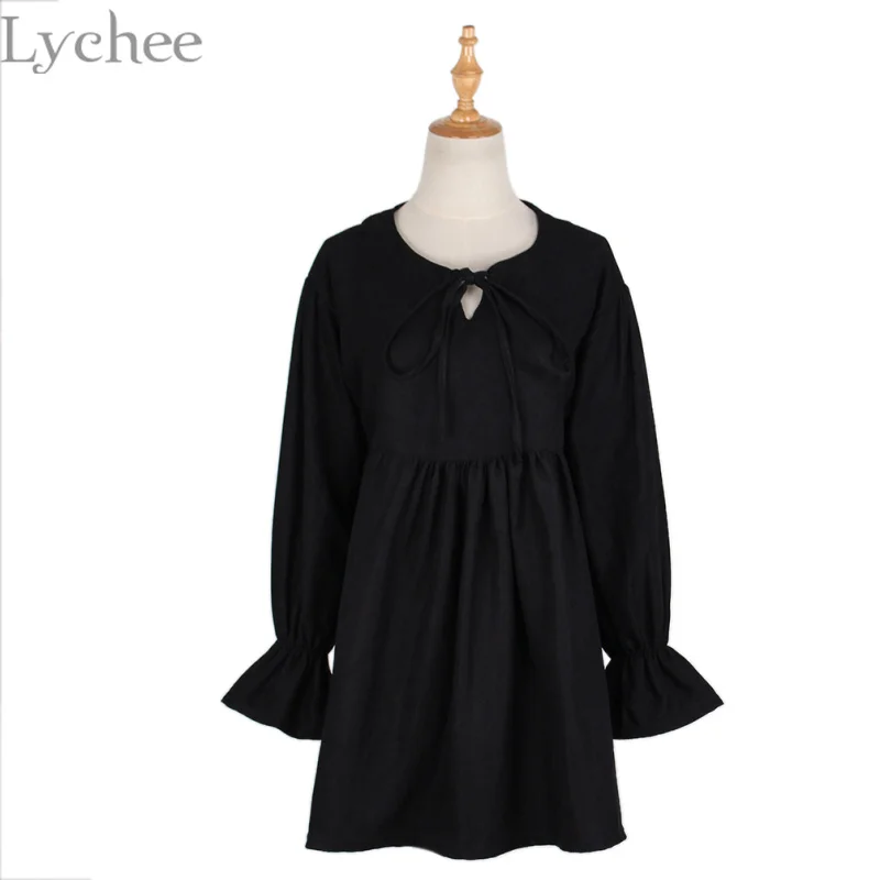 Женское вельветовое платье с рукавами фонариками на завязках|mori girl|women dress lacedress