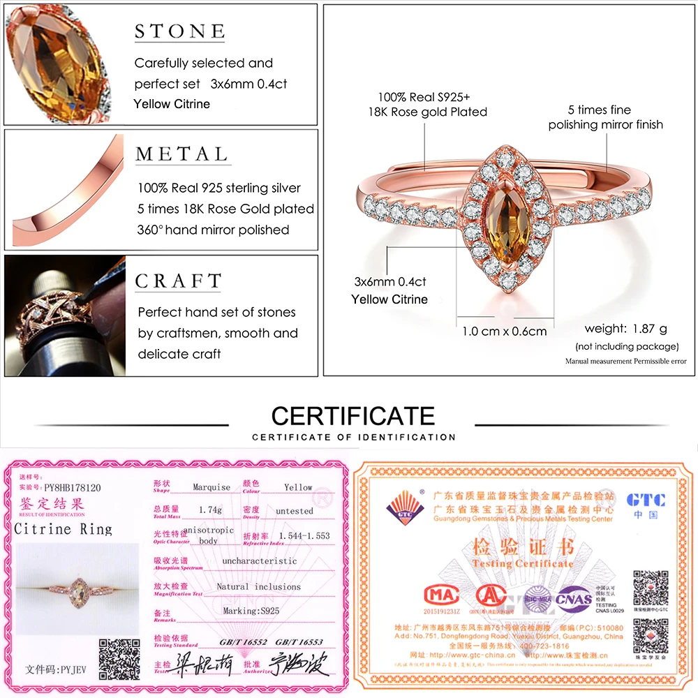 Женское вечерние ЦО из серебра 925 пробы с цитрином|ring 925|ring forrings for women |