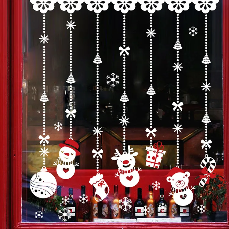 

Christmas Snowman Ornaments Wall Stickers Shop Window Glass Christmas Decoration Stickers