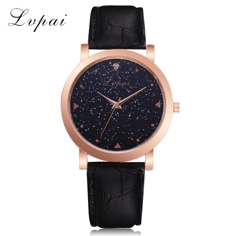 Черный Women Dress Watches Rose Gold Stainless Steel Lvpai Brand Fashion Ladies Wristwatch Creative Quartz Clock Luxury Watches D35 - Цвет: Черный