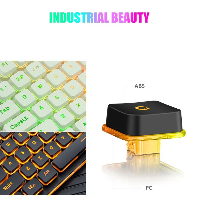 Игровая клавиатура 104 Keycaps RGB с подсветкой Водонепроницаемая Бесшумная клавиатура компьютерная игровая USB Проводная для настольного ноутбука