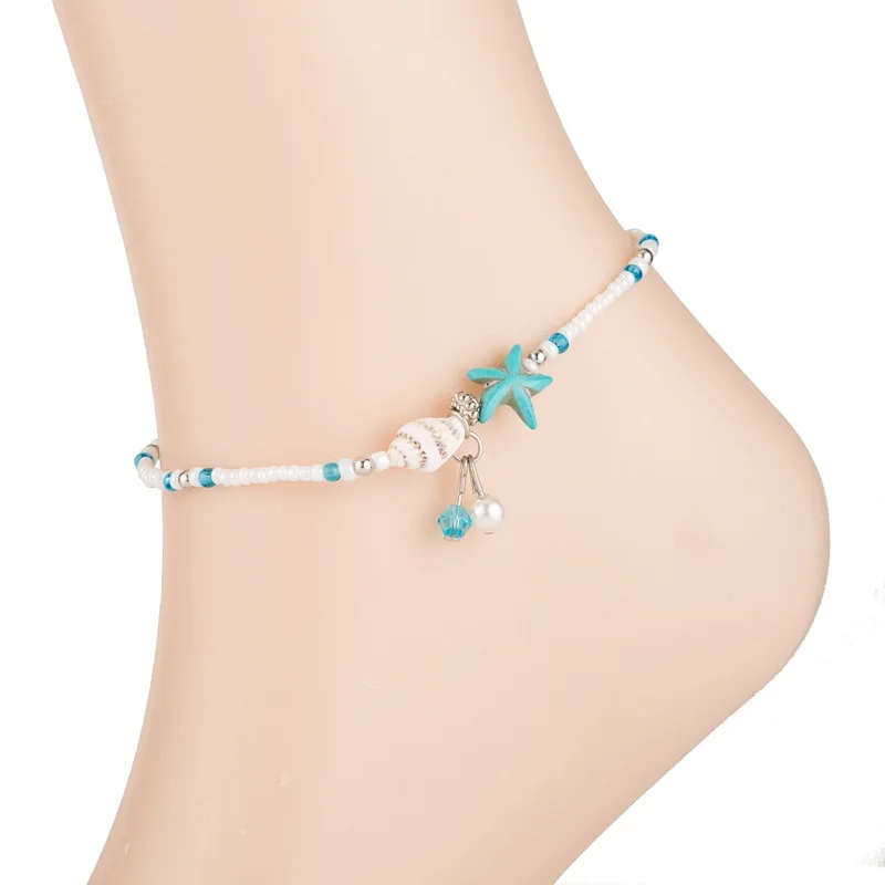 

Bohemian Starfish Shell Charm Anklets For Women Handmade Beaded Statement Sandal Foot Leg Bracelet Beach Jewelry Bijoux