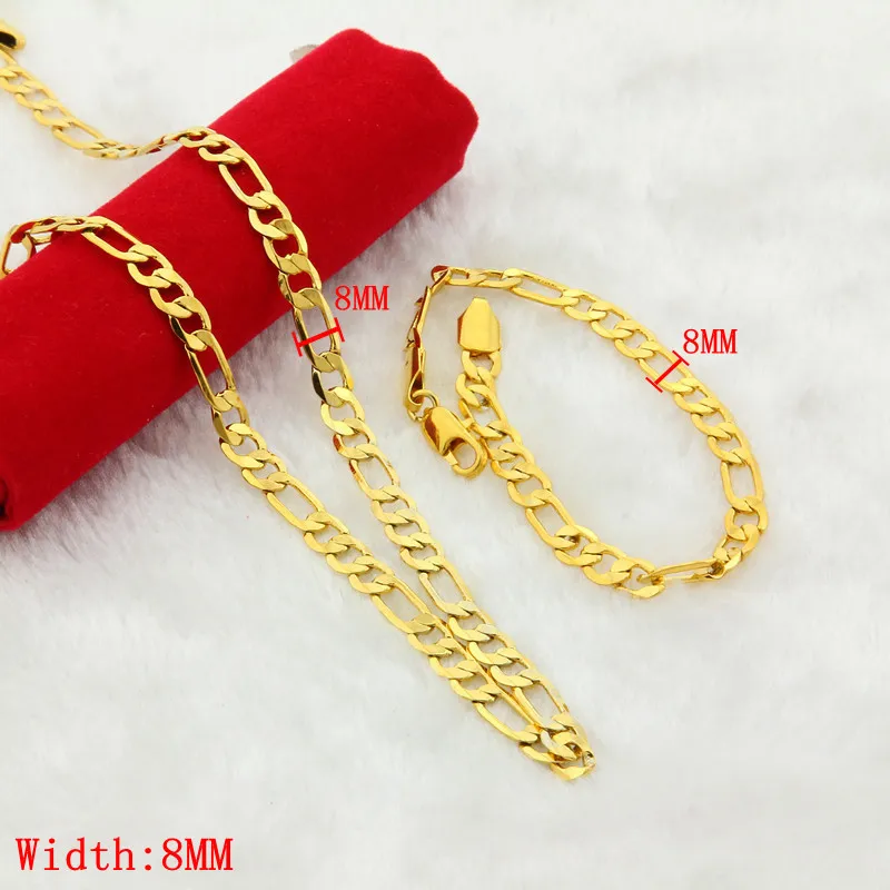 Продвижение Высокое качество Самый трендовый 24k золотой браслет ожерелье набор