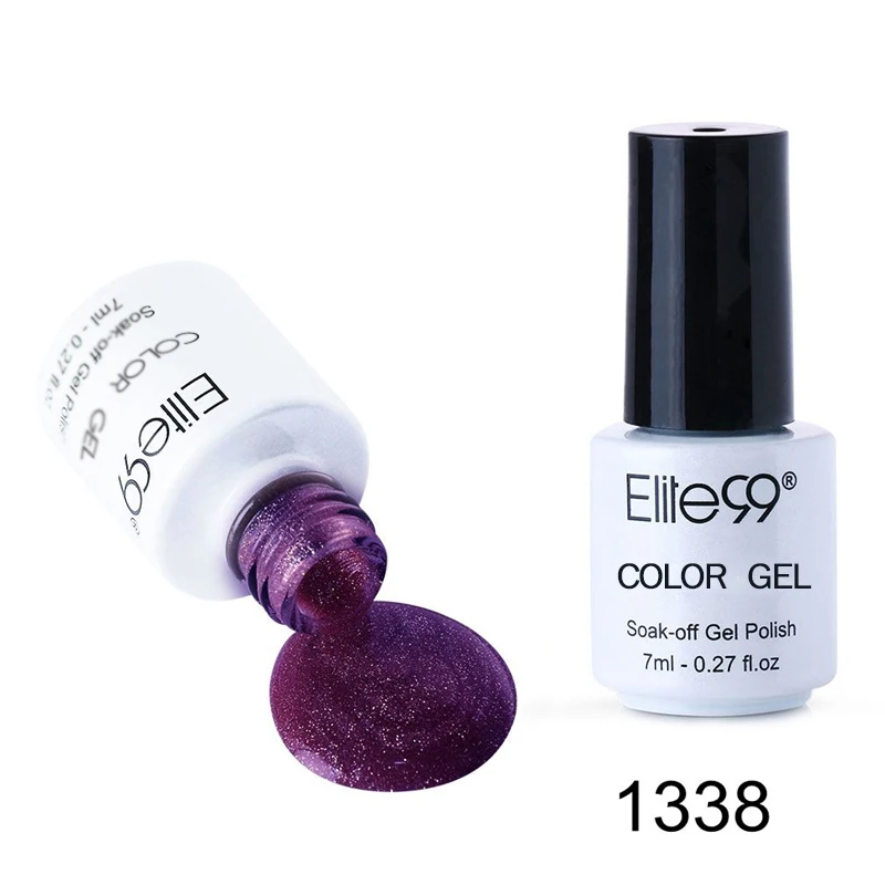 G1338 Purple Elite99 7 мл УФ чистый цвет серия Гель-лак для Ногтей Стойкий Гель-лак для ногтей Vernis полуперманентный гель-праймер для ногтей Лаки - Цвет: G1338 Purple