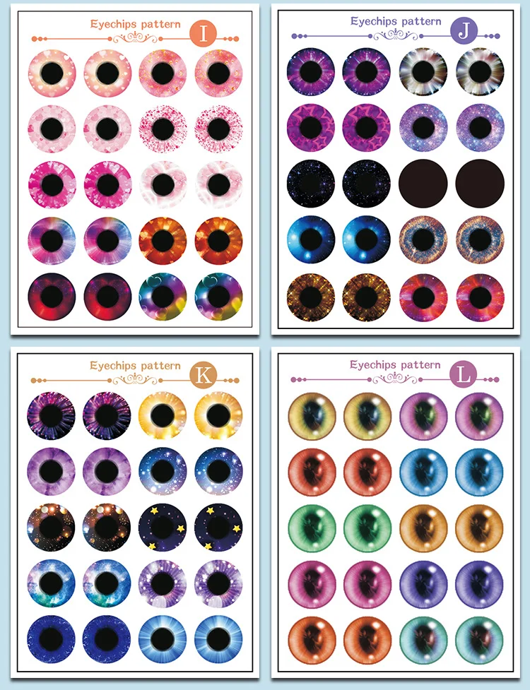 10 пар/уп. DIY Eyechips узор Blyth кукольные глаз фишек Бумага шаблон для 1:6 ледяной