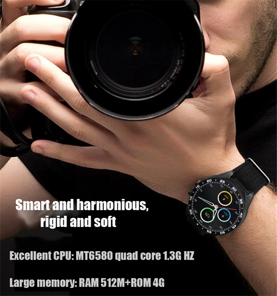 Android KW88 1,39 дюймовый экран высокой четкости wifi 3g gps MTK6580 Четырехъядерный 4G+ 512 M сердечного ритма Bluetooth спортивные Смарт-часы