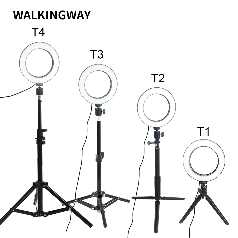 WalkingWay 6 дюймов светодиодная кольцевая лампа для макияжа USB портативная селфи лампа штатив Стенд фотографическое освещение для Youtube видео live