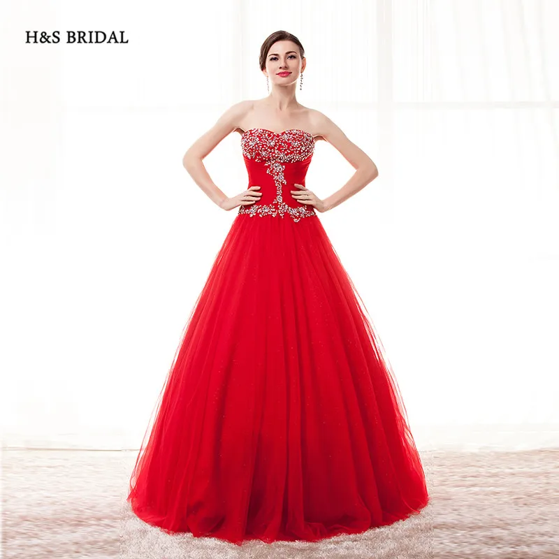 H&S BRIDAL Red Purple Blue Cheap Organza Ball Gown Prom Dresses Sequins Beaded Shinny sweet 16 robe de soiree quinceanera gowns | Свадьбы
