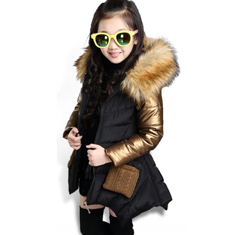 2019 Girl Winter Thick Warm Coat Kid School Long Sleeve Fur Hooded Casual Jacket Patchwork Fashion Snow wear | Детская одежда и