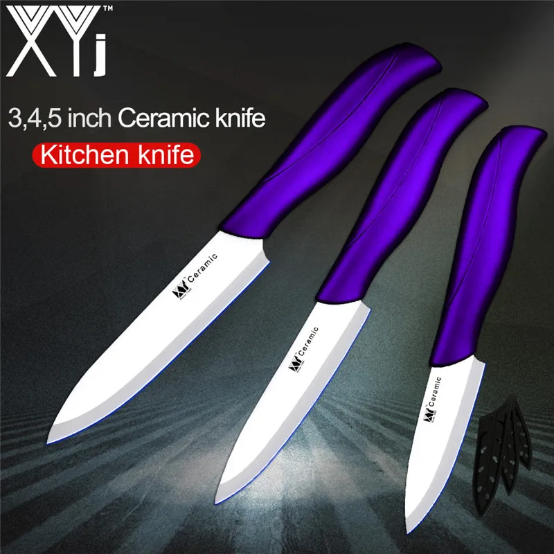 Purple H White Blade " 4" " дюймовый керамический кухонный нож ABS+ TPR Ручка острое лезвие керамический нож набор из 3 предметов XYj качественный кухонный нож Новое поступление - Цвет: Purple H White Blade