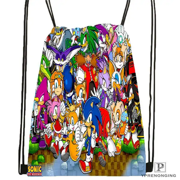 Custom sonic and friends рюкзак с кулиской сумка милый Детская (Черная задняя часть) 31x40 см