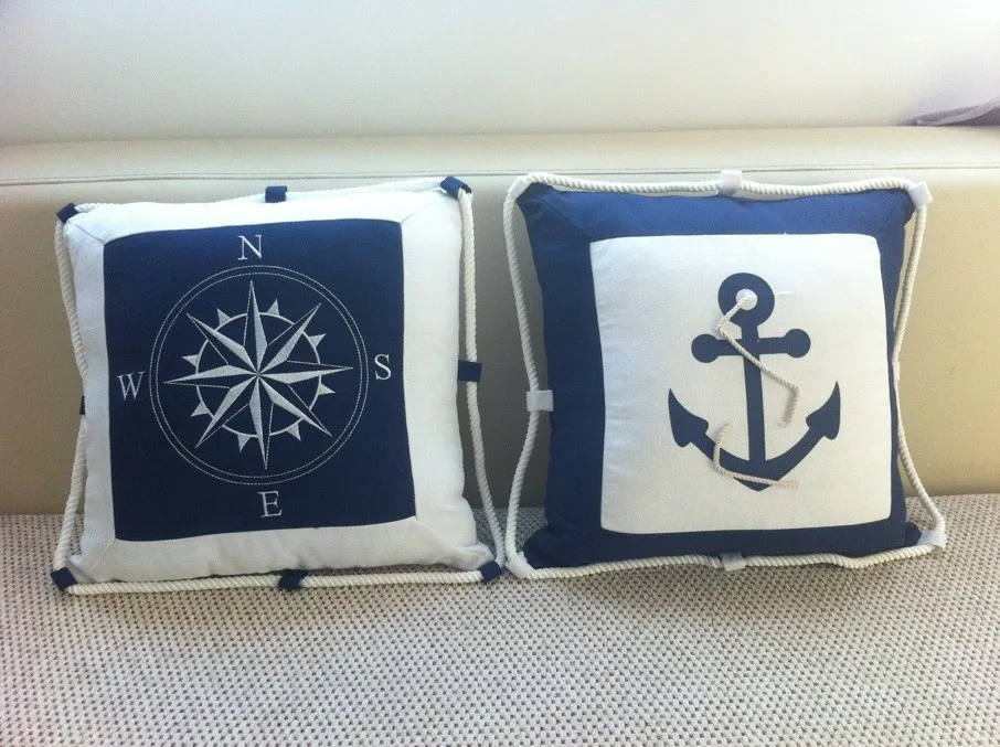 Оптовая продажа холст печать вышивка компас Лобстер домашняя ткань подушка|cushion