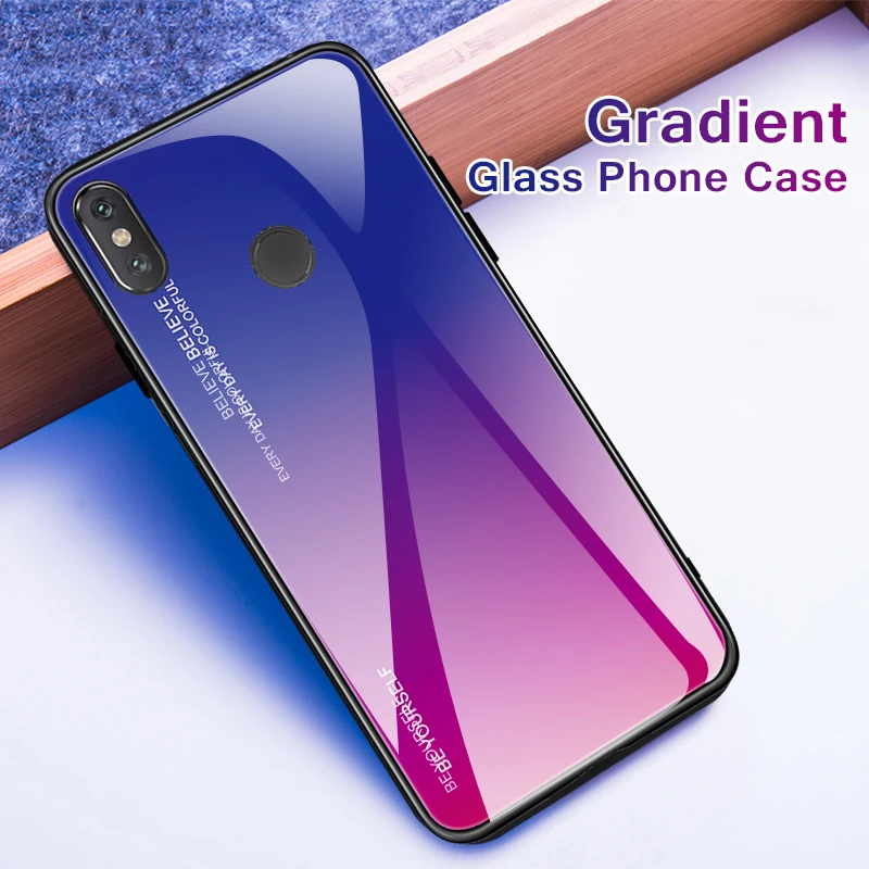 Gradient Glass Case For Xiaomi Mi A2 Lite mi 8 9 lite A1 redmi 6A 6 PocoPhone F1 Back Cover for xiaomi Redmi Note 7 5 Pro case |