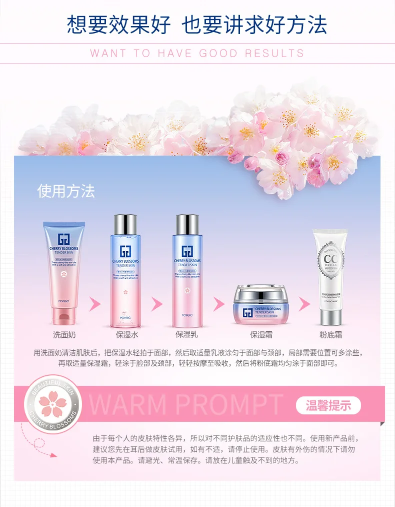 Набор для ухода за кожей HOREC Sakura увлажняющий и гладкий набор из пяти предметов |