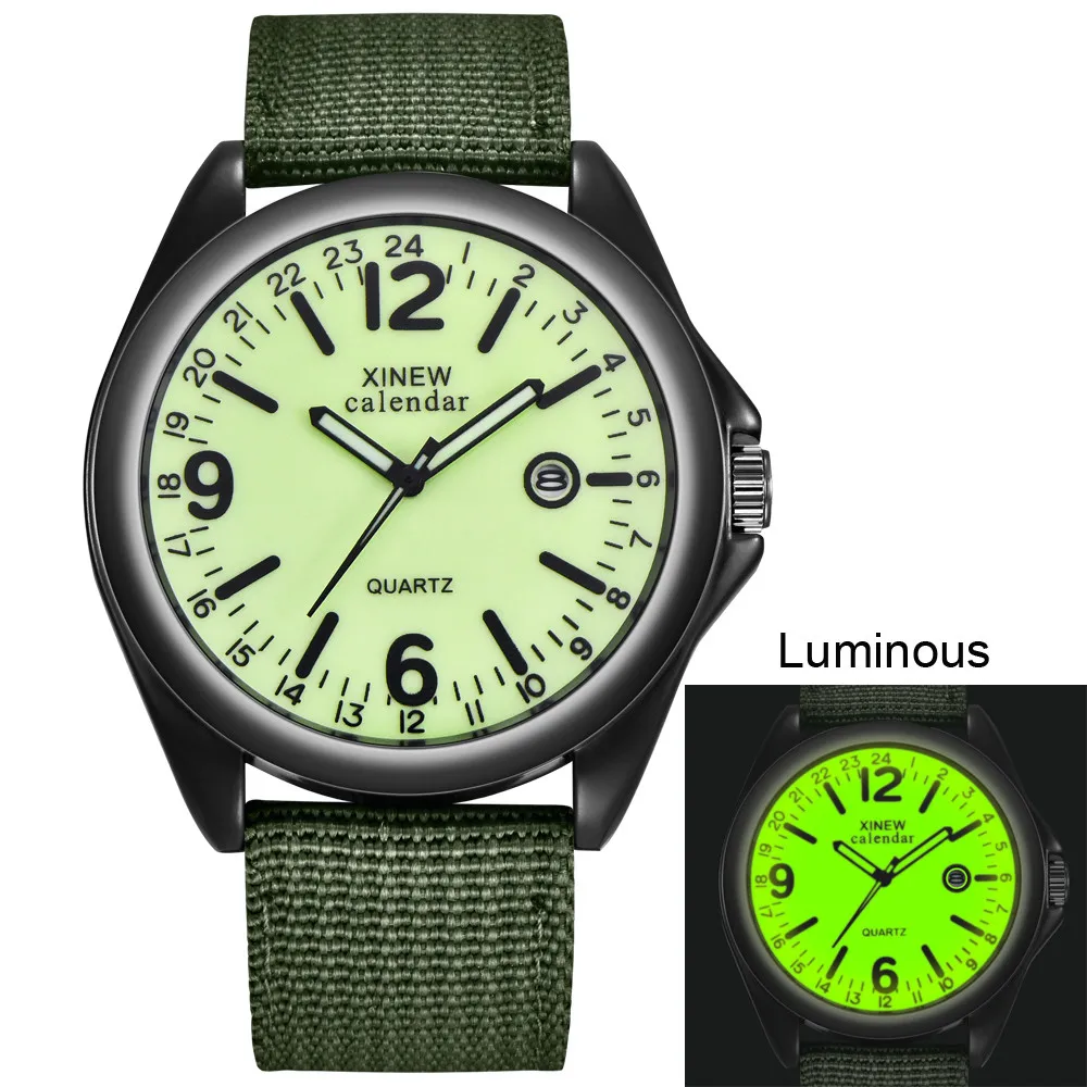 

Hot Selling Men Watches Military Mens Casual Nylon Strap Quartz Army Watch Black Dial Date Luxury Sport Wrist Watch Gift@50