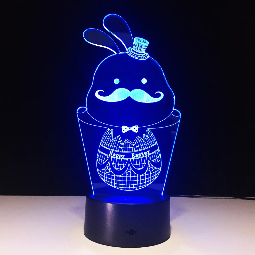 

Маленькая лампа в виде пасхального кролика с USB-интерфейсом, красочное украшение комнаты с дистанционным управлением, украшение комнаты, эк...