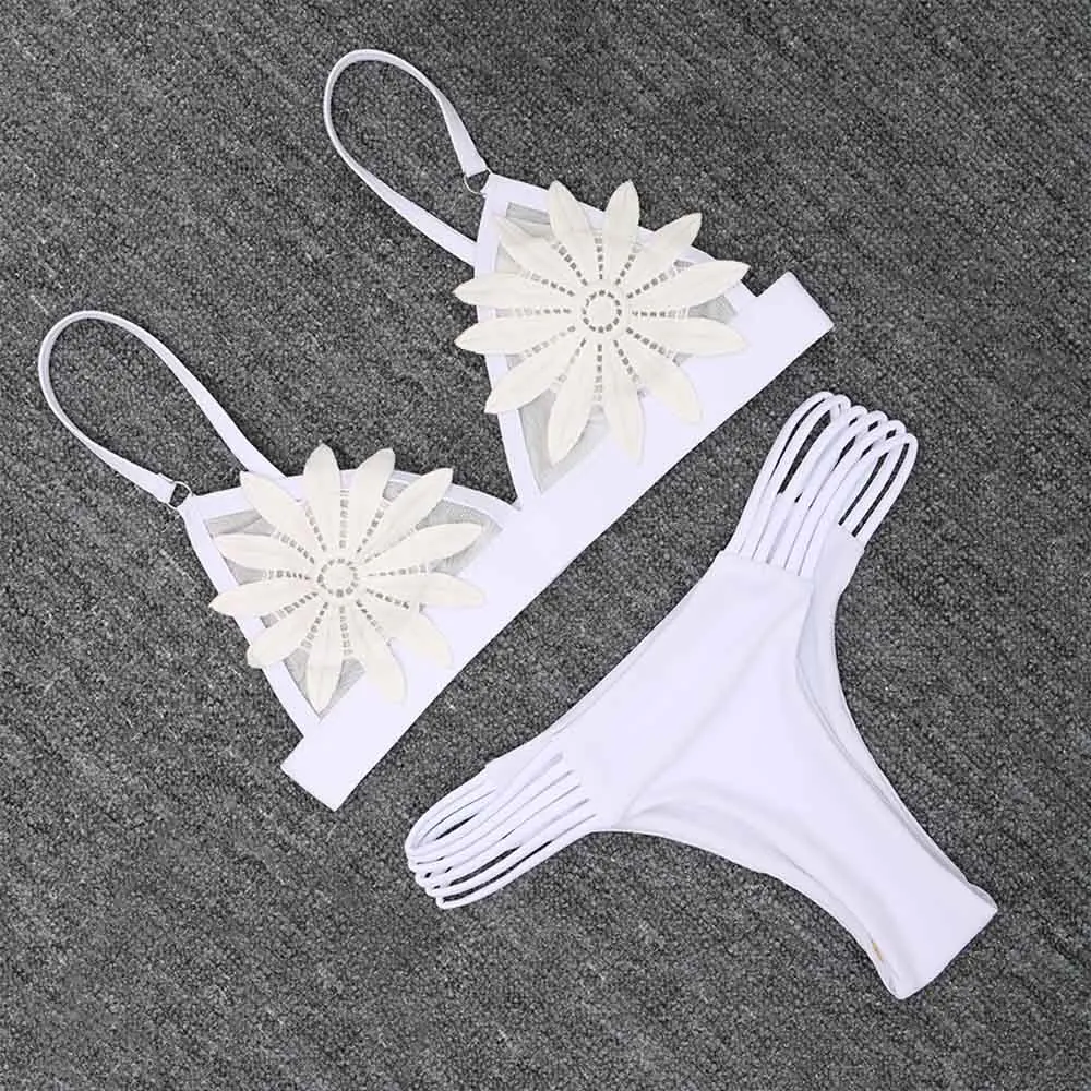 2018 Новый бандажный бикини сексуальный купальник женский однотонный пуш ап