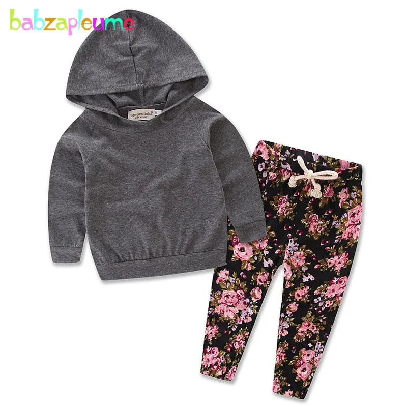 2Piece/0-24Months/Spring Autumn Baby Girls Boys Clothing Set Casual Hooded T-shirt+Flowers Pants Costume For Kids Clothes BC1213 | Детская