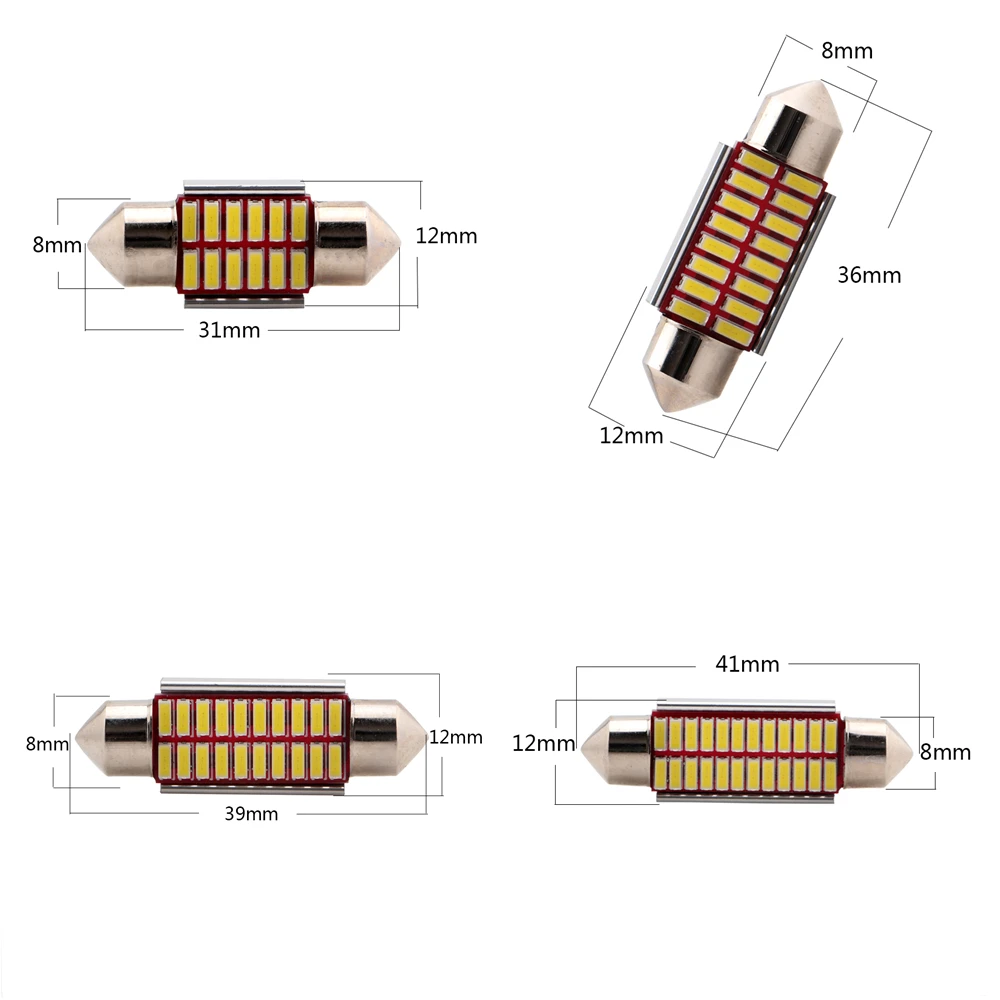 10X 9 в 16 белый C5W Canbus 31 мм 36 39 41 4014 12 SMD 20 24 лампы для автомобильных дверей чтения|41mm led