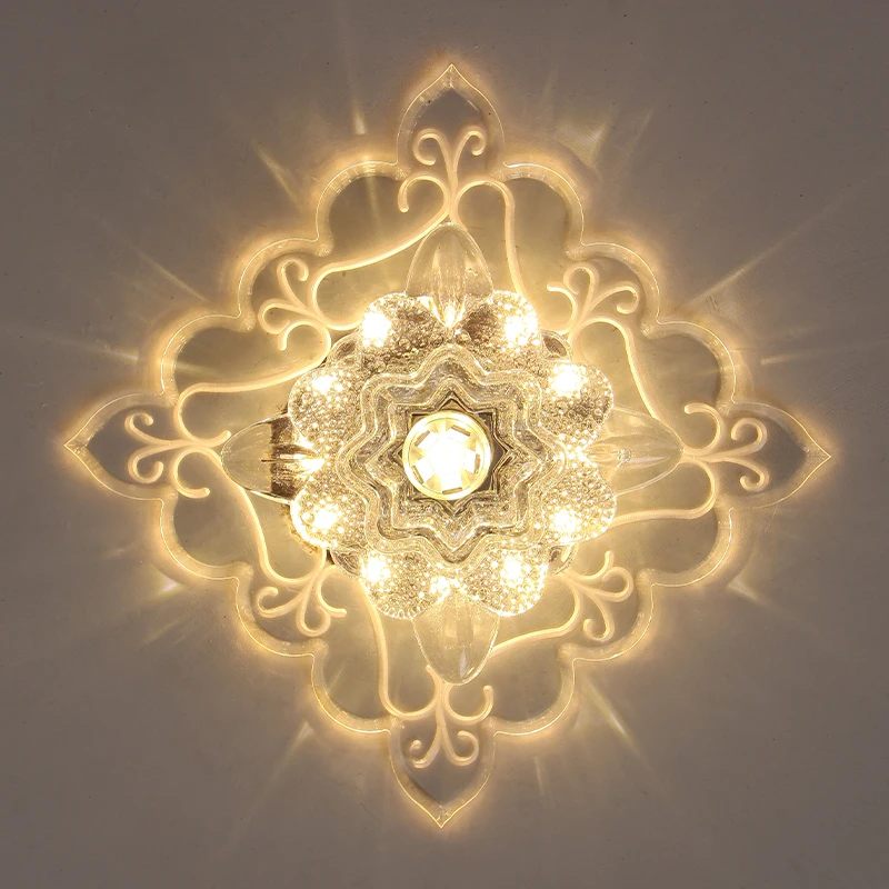 

Artpad Chinese Style Square Ceiling Lights Acrylic Lampshade Surface Flush Mounted Crystal Indoor Ceiling Lamp 3W Bulb Included