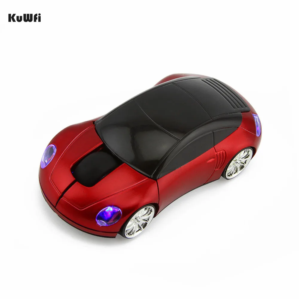 KuWFi, 1600 dpi, игровая мышь, беспроводная, 2,4 ГГц, компьютерная мышь, автомобильная форма, мыши с usb-приемником, светодиодный, оптическая мышь для геймера, для ПК, ноутбука - Цвет: Красный