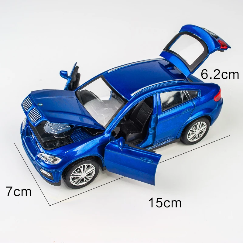 KIDAMI 1:32 Alloy Pull Back Diecast X6 car Model with Sound Light boys Collection Gift Toy For children |