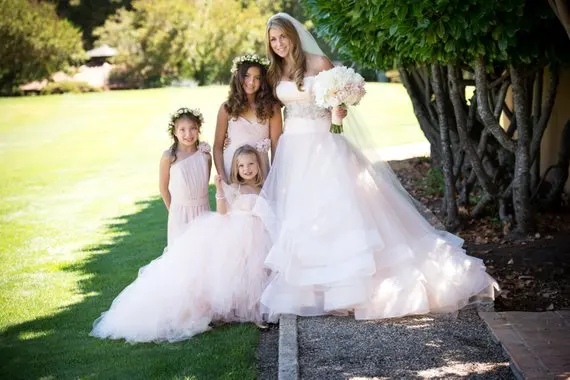 2018 Blush Flower Girl Dress with Detachable Train Halter Neck Ball Gown Girls Birthday Party Pageant Size 2-16Y | Детская одежда и